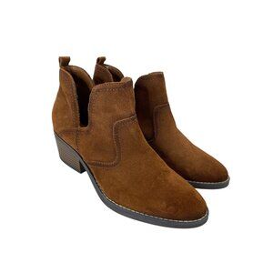 Sonoma Womens Brown Suede Ankle Boots Size 10 Western Style With Low Stacked Hee